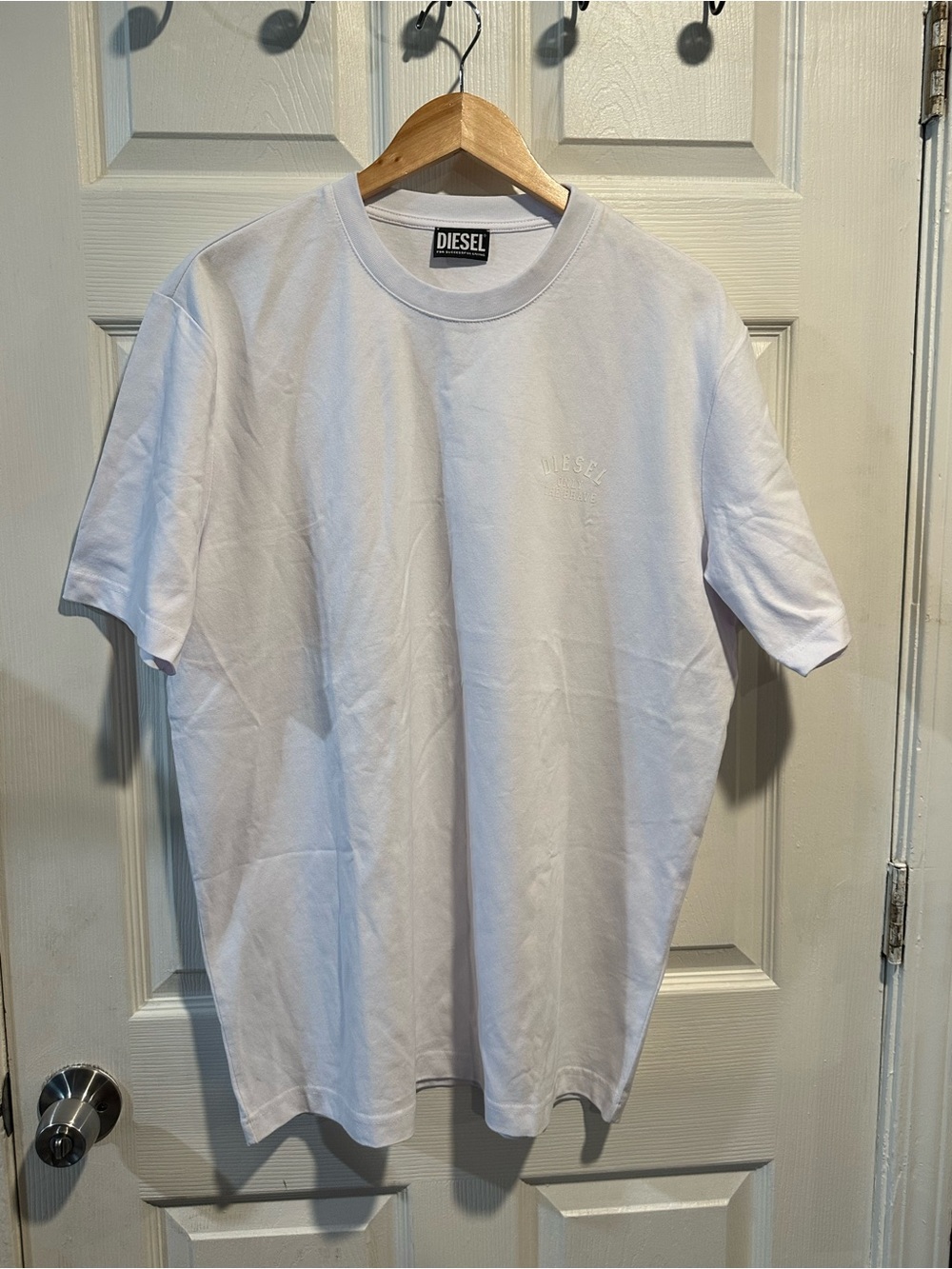 Diesel White Embroidered Logo Crew Neck Tee